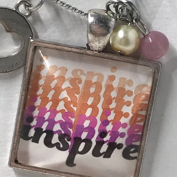 NEW Pendent Necklace with "Inspire" pendent and 3 charms on a 16 inch chain - Picture 3 of 5